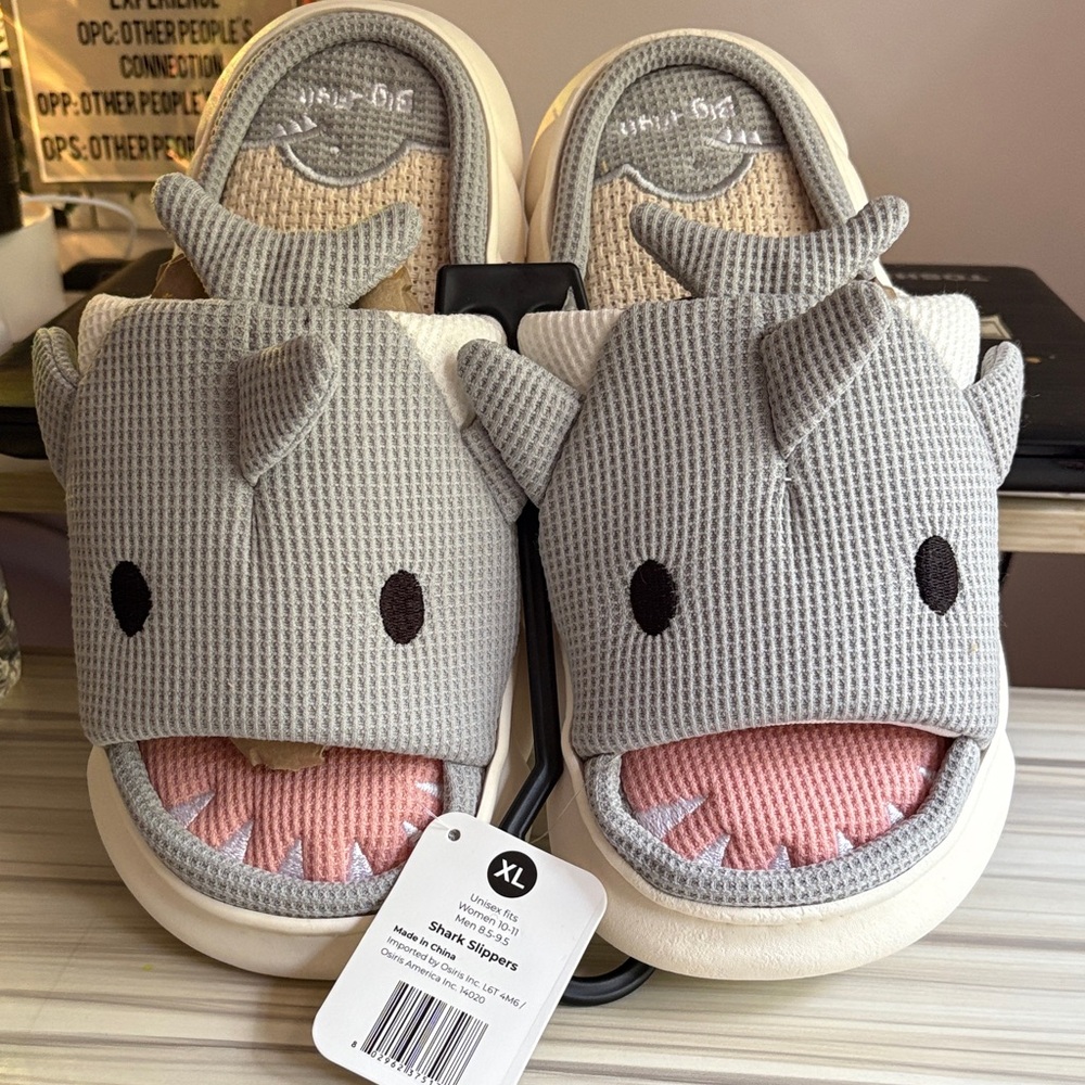 Gray Shark Slippers